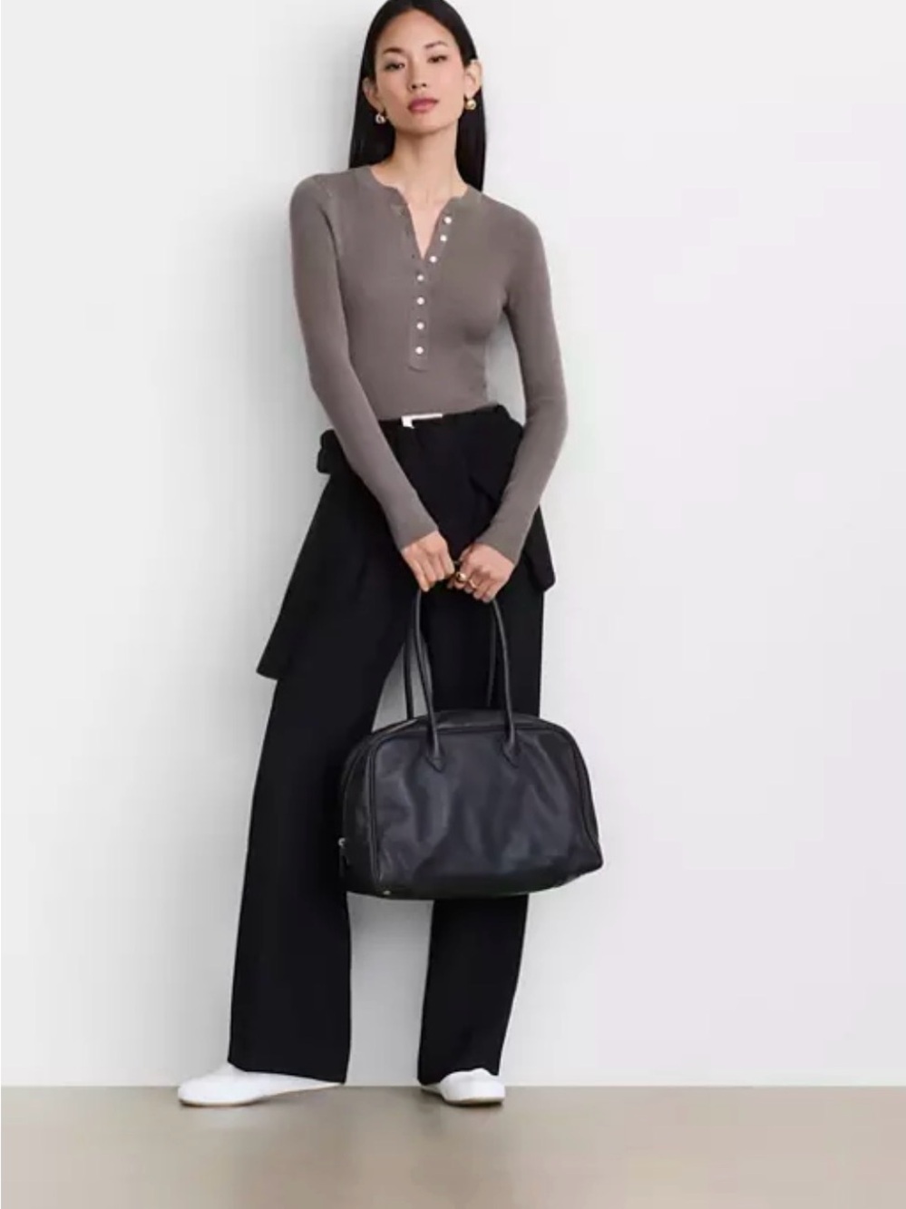 Loft Versa Ribbed Henley Sweater